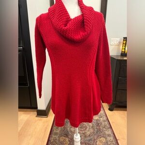 Style&Co Red Cowl Neck Tunic Length Sweater